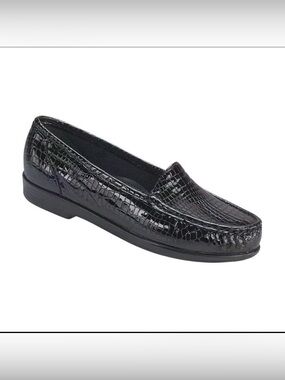 SAS Simplify comfortable leather loafers in black croc work/casual women size 9